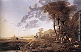Aelbert Cuyp Evening Landscape with Horsemen and Shepherds painting